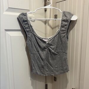 Urban Outfitters Gray Ruched Cap Sleeve Top